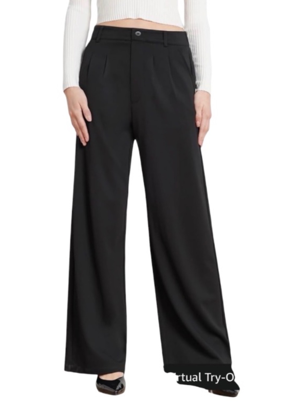 A287 Bamans Wide Leg Dress Pants High Elastic Waisted Slacks for Curvy Women